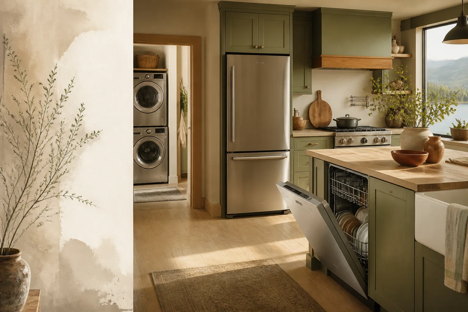 A bright Okanagan kitchen with built-in home appliances